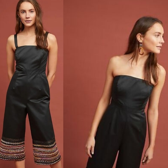 Hutch Elena Cropped Strapless Jumpsuit With Metallic Trim Detail 0P - Picture 1 of 12